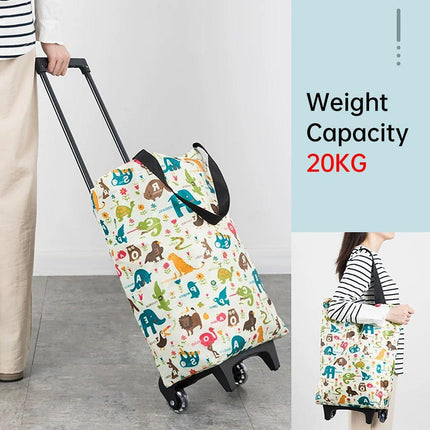 Lightweight Folding Shopping Cart Trolley with Wheels Retractable Tote Bag