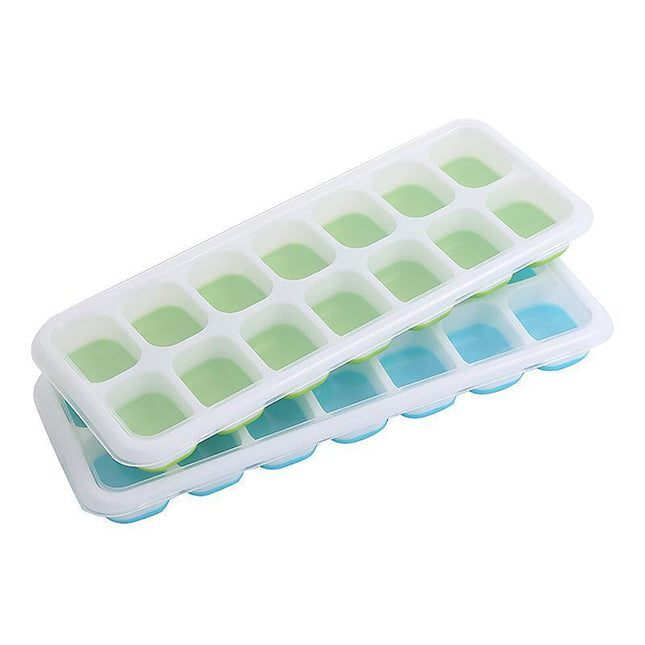 4PCS Ice Cube Tray with Lid Easy Release Silicone Mould 14 Cubes Container Mold - Aimall