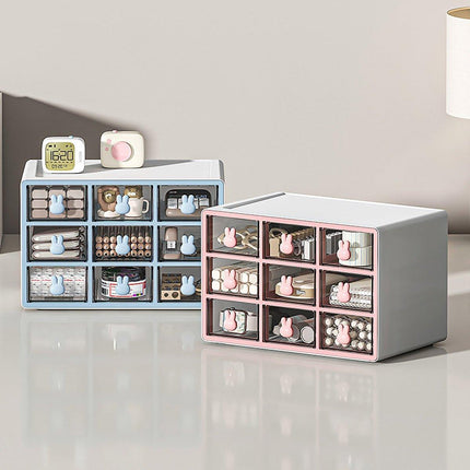 Transparent Rabbit Organizer Multi Compartment Desktop Storage Box Drawer Holder