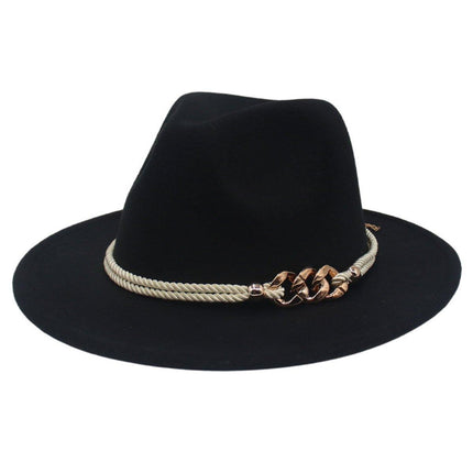 Jazz Hat Autumn Winter Retro Large Brim Hat for Men and Women Stylish Headwear