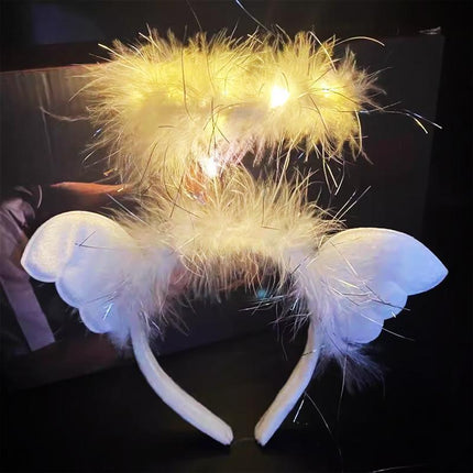 LED Bunny Ears/Angel/Pearl Headband Light Up Headpiece Cute Hair Accessory - Aimall