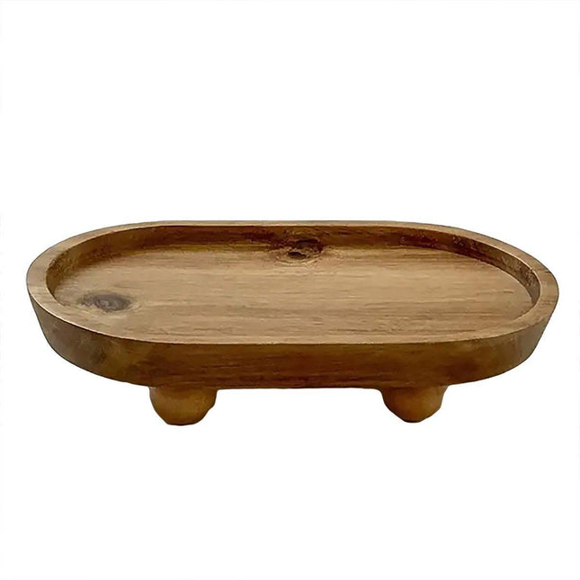 Wooden Oval Tray Multifunctional Dinner Plate Food Dish Ornaments Key Storage