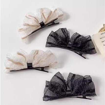 2PCS Women Hair Clip Side Bow Knot Barrettes Hairpin Party Headdress Gifts Lace - Aimall