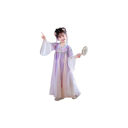 Girs Ancient Chinese Traditional Hanfu Dress Tang Ming Dynasty Costume - Aimall