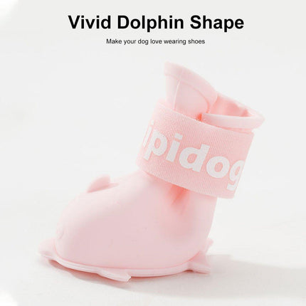 4pcs Cartoon Pet Rain Boots Waterproof Non-Slip Wear-Resistant Shoes for Dogs