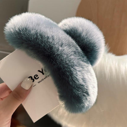Large Plush Hair Claw Imitation Fur Big Shark Clip Faux Rabbit Fur Hair Clip - Aimall
