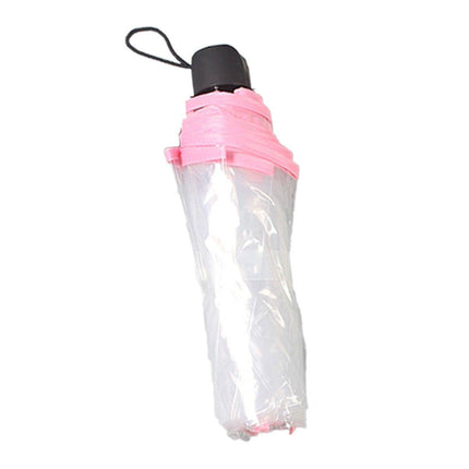 Transparent Folding Umbrella Compact Tri Fold Design Clear Rain Protection Cover