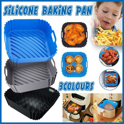 Air Fryer Silicone Pot Basket Liner Non Stick Reusable Baking Tray Accessories