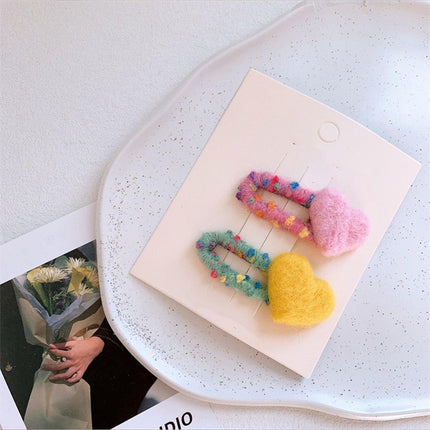 Dopamine Wool Felt Heart Hairpin Cute Plush Hair Clip Fashion Accessories