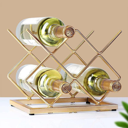 Iron Gold Wine Rack Home Storage Red Wine Rack Organizer Modern Wine Display