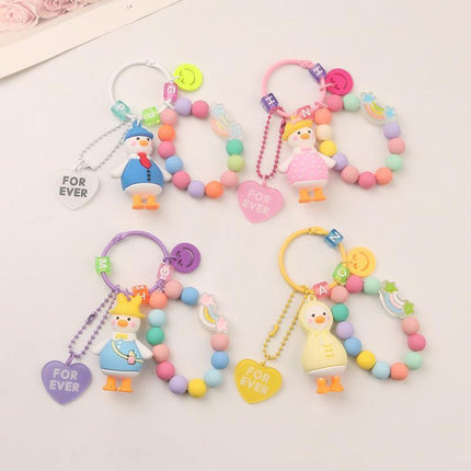 Cartoon Little 3D Duck Keychain Cute Key Chain Car Bag Key Ring Couple Pendant - Aimall