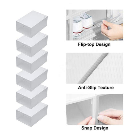 12PCS Shoe Box Storage Case Clear Boxes Foldable Stackable Transparent Organizer - Aimall