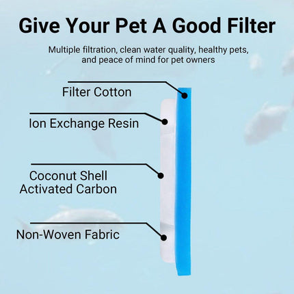 6PCS Cat Water Fountain Activated Carbon Replacement Filter for Pet Dog Drinking