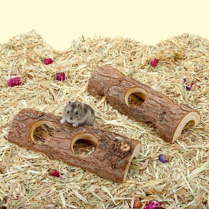 Solid Wood Hamster Pipe Rabbit Chew Toy Tree Cylinder Cross Border Pet Supplies