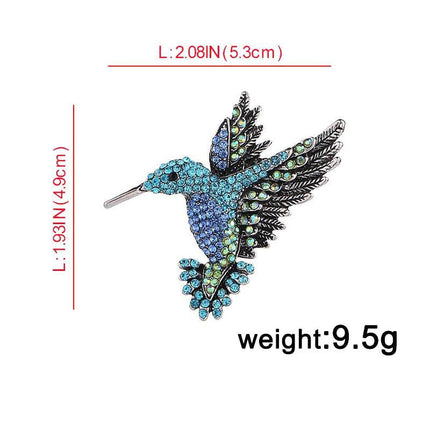 Fashion Hummingbird Brooch Pink Diamond Silver Brooch Gift Retro Style