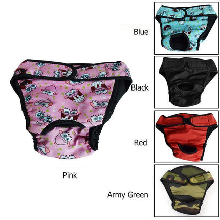 Washable Female Pet Dog Cat Nappy Diaper Physiological Pants Panties Underwear Black - Aimall