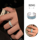 Wide Sky Blue Glaze Ceramic Ring Fashion Statement Adjustable Jewelry Gift