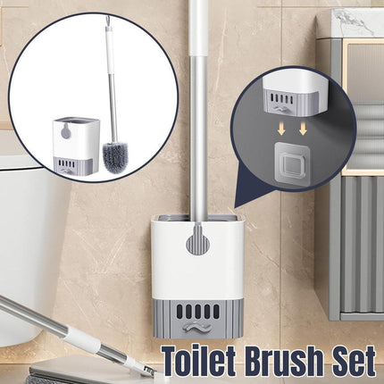 Toilet Cleaning Brush Wall Mounted Holder Bathroom Household Cleaner Tool