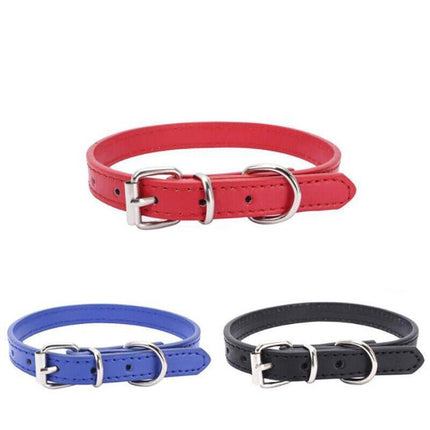 Dog Collar Pet Puppy Adjustable Neck Strap PU Leather pink blue red black purple XS - Aimall
