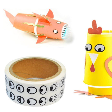 2 Rolls Cartoon Eye Stickers Self-Adhesive DIY Craft Paper for Handmade Projects