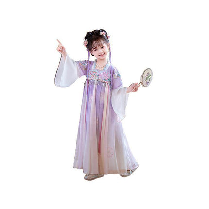 Girs Ancient Chinese Traditional Hanfu Dress Tang Ming Dynasty Costume - Aimall