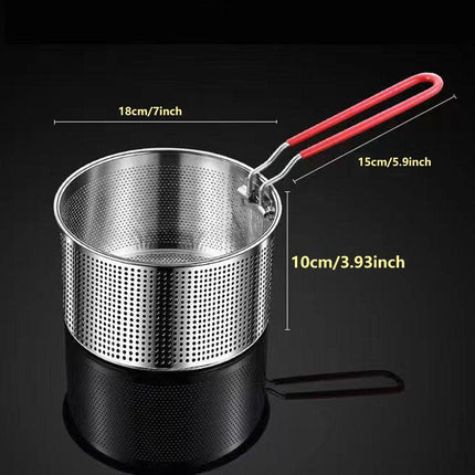 18cm Stainless Steel Frying Basket Oil Drain Basket Deep Frying Net for Cooking