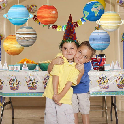 8PCS Foldable Planet Paper Lantern DIY Handmade Round Star Theme Party Decor