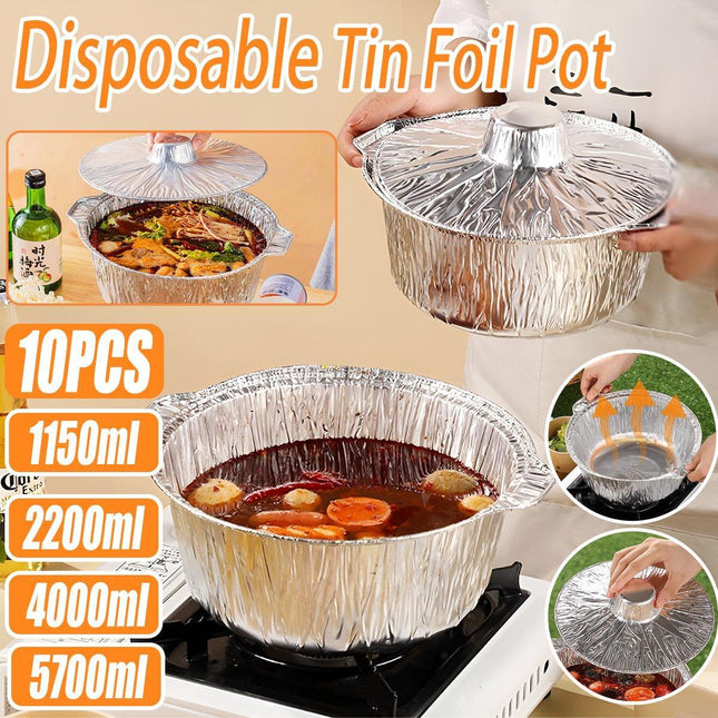 10PCS Duty Aluminum Foil Pots for Hotpot Camping Picnic Tinfoil field cutlery