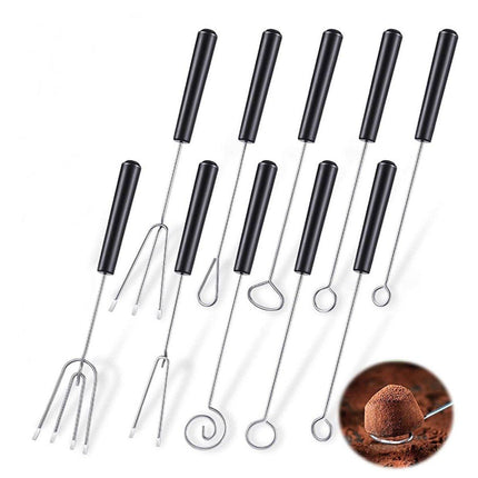 10PCS Stainless Steel Chocolate Dipping Fork Set Cake Decorating Tool Fruit Fork