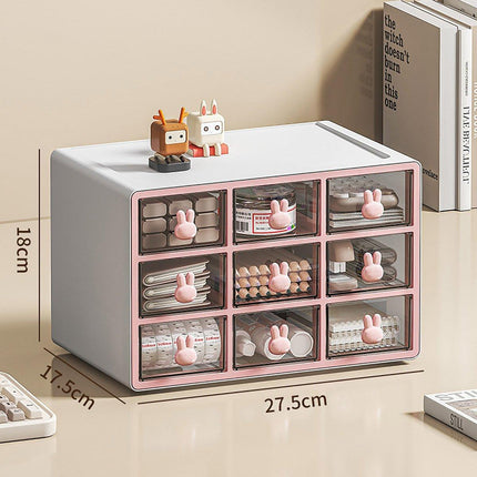 Transparent Rabbit Organizer Multi Compartment Desktop Storage Box Drawer Holder
