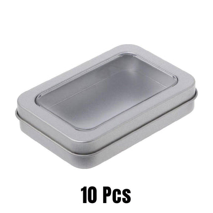 10pcs Metal Iron Box with Open Window Storage Rectangle Packaging Containers