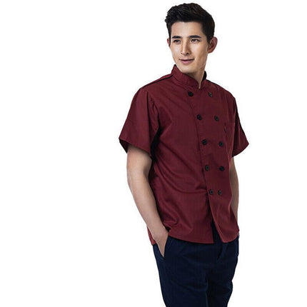 Black Unisex Mesh Sleeve Chef Coat Jacket Restaurant Hotel Cook Short Uniform - Aimall