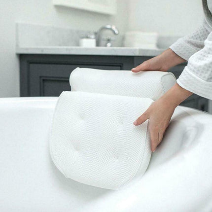 Home 3D Mesh Bath Pillow Back Neck Support Bathtub Spa Hot Tub Suction Cups New - Aimall