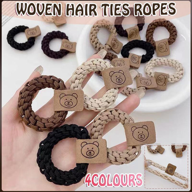 Mixed Color Braided Hair Ties Rope Elastic Rubber Bands Women's Hair - Aimall