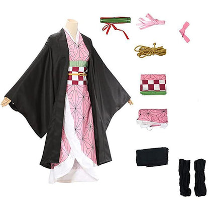 Anime Demon Slayer Kimetsu no Yaiba Kamado Nezuko Cosplay Costume Kimono Wig AU - Aimall