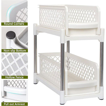 Bathroom Kitchen Sink Storage Rack Drawer Plastic Shelf Seasoning Holder