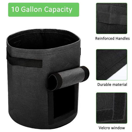 3X 10 Gallon Potato Grow Planter Container Bag Pouch Root Plant Growing Pot Side - Aimall