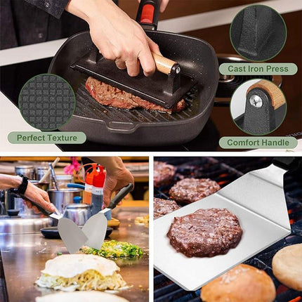 17 Piece BBQ Grill Tools Set Outdoor Barbecue Spatula Shovel Stainless Steel Kit
