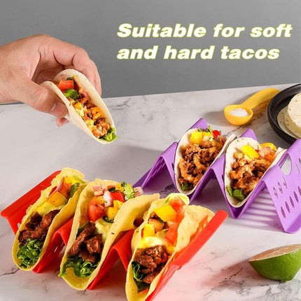 7 x Plastic Taco Holder Tray Wavy Triangle Tortilla Rack Perforated Baking Stand