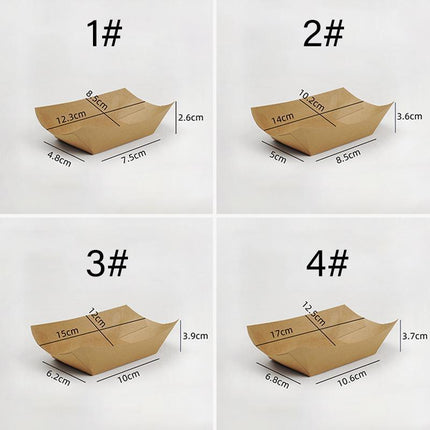 Kraft Paper Boat Tray Biodegradable Multi Size Serving Food Safe Fries Rice Deli Aimall