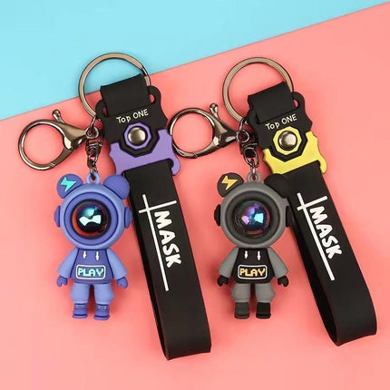 Silicone Doll Pilot Metal Keychain Bag Pendant Key Ring Car Accessories - Aimall