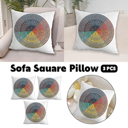 3PCS Emotion Wheel Decorative Pillowcase Sofa Cushion Cover for Bedroom Decor