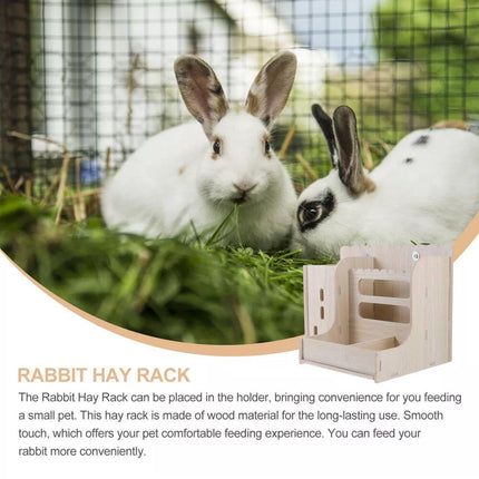 Wooden Feeder Stand Rabbit Guinea Chinchilla Food Basin Multi-Function Kettle