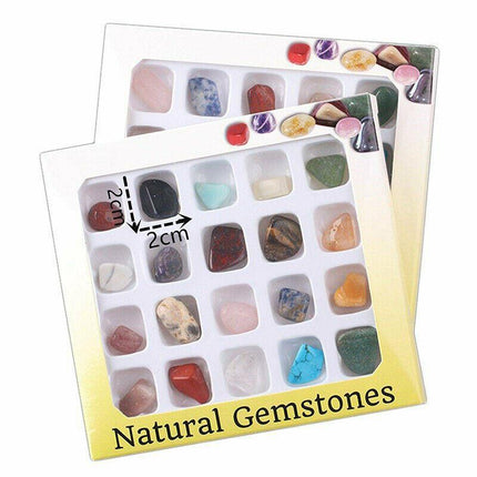 NEW 40x Crystal Gemstone Polished Healing Chakra Stone Collection Display Set AU - Aimall