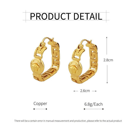Vintage Matte Medusa Portrait Coin Earrings Elegant Fashion Jewelry for Women