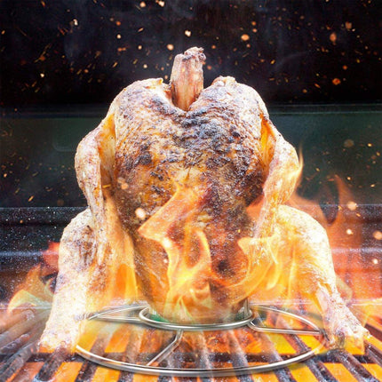 Stainless Steel Folding Chicken Roaster Rack BBQ Grill Stand Tool Holder Cooking