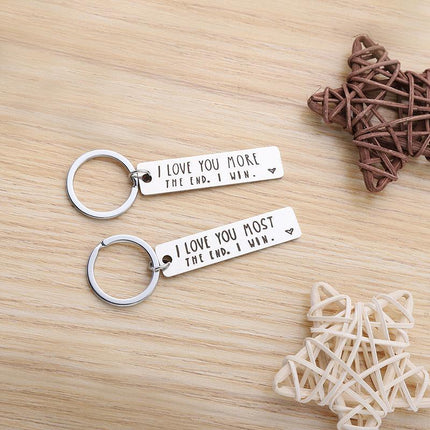 I Love You More The End I Win Stainless Steel Couple Keyring Keychain Gift Funny - Aimall