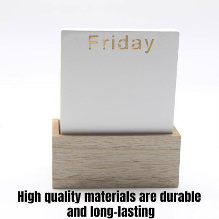 Rustic Wooden Perpetual Desk Calendar DIY Block Calendar Office Desktop Decor