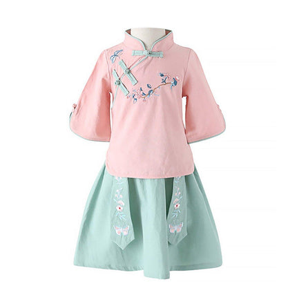 Chinese Hanfu Dress Set Girls Traditional Tang Suit Summer Outfit Cultural