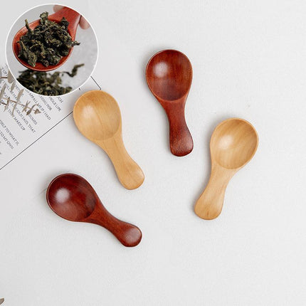 5PCS Mini Wooden Spoon Kitchen Spice Spoon Small Short Condiment Spoons Scoop - Aimall